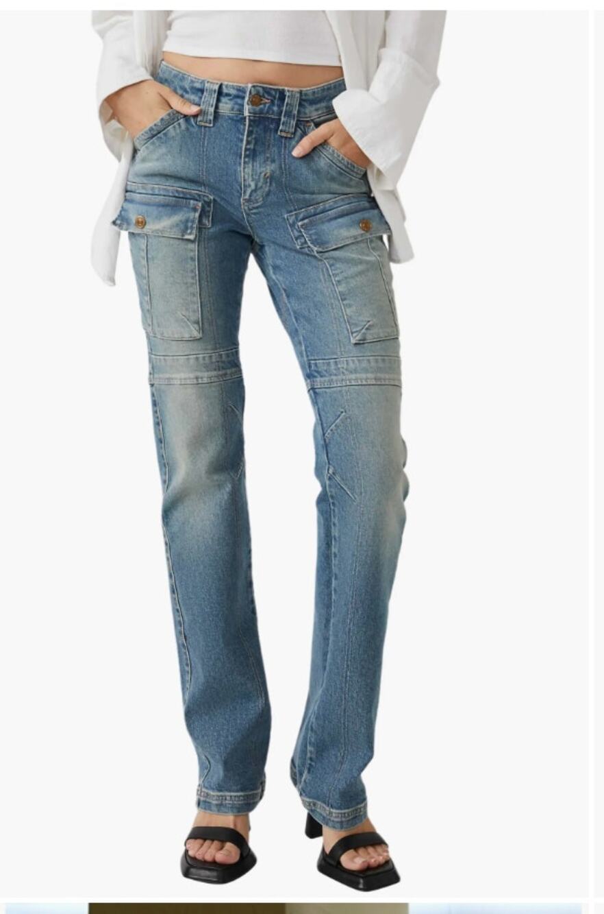 Free People We The Free Dream Maker Cargo Jeans Denim Size 26